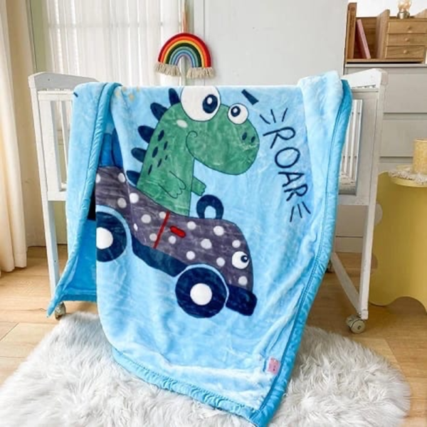 Ultra-Soft Dinosaur Cartoon Print Plush Baby Blanket