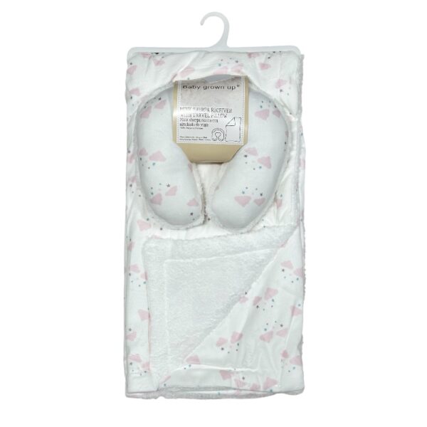 Mink Sherpa Receiving Blanket with Matching Travel Neck Pillow Set